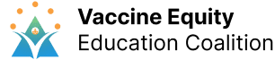 A green banner with the words vaccine education in black.