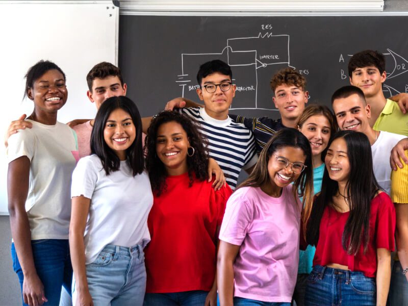 A group of students posing for the camera.