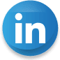 A blue button with the linkedin logo on it.