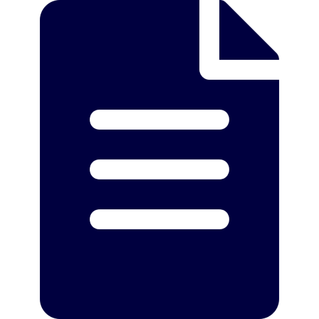 A blue document with lines on it.